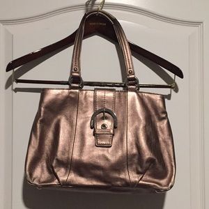 Coach Metallic bronze shoulder bag, buckle clasp, vintage